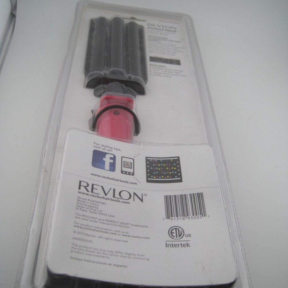 Revlon RVIR3005 Perfect Heat 3 Barrel Ceramic Hair Waver Pink Black Iron Curler - Picture 4 of 6